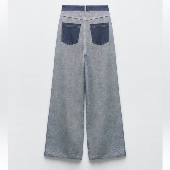 ZARA HIGH-RISE INSIDE OUT DENIM JEANS PANT BLUE 6186/048/143/11 - Picture 5 of 6